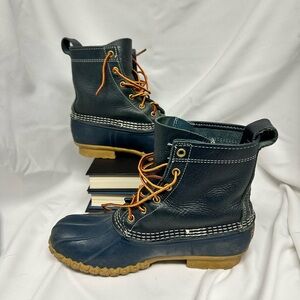 LL Bean 8" Duck Boots Bean Boots Navy Blue Womens Size 9M Made In USA Insulated